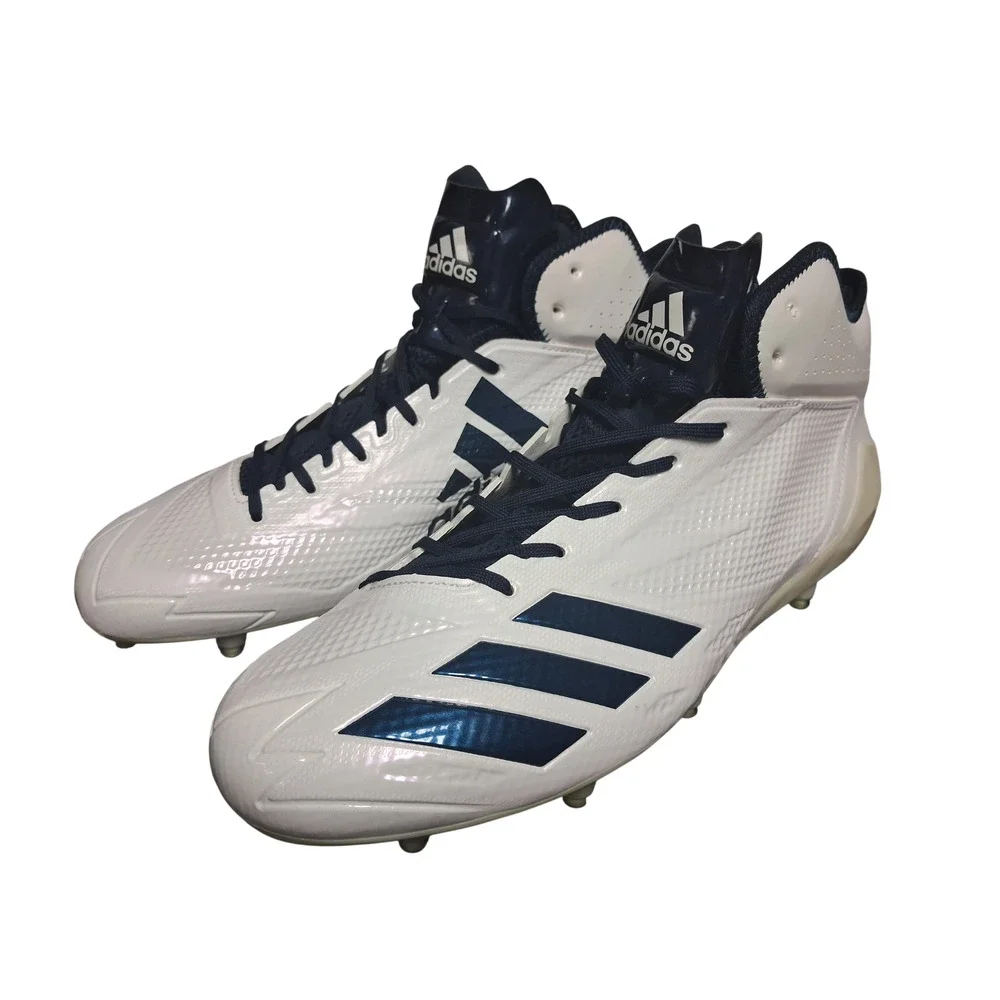 adidas Adizero 5-Star 6.0 Mid Football Cleats White Navy Men's Size 13 New